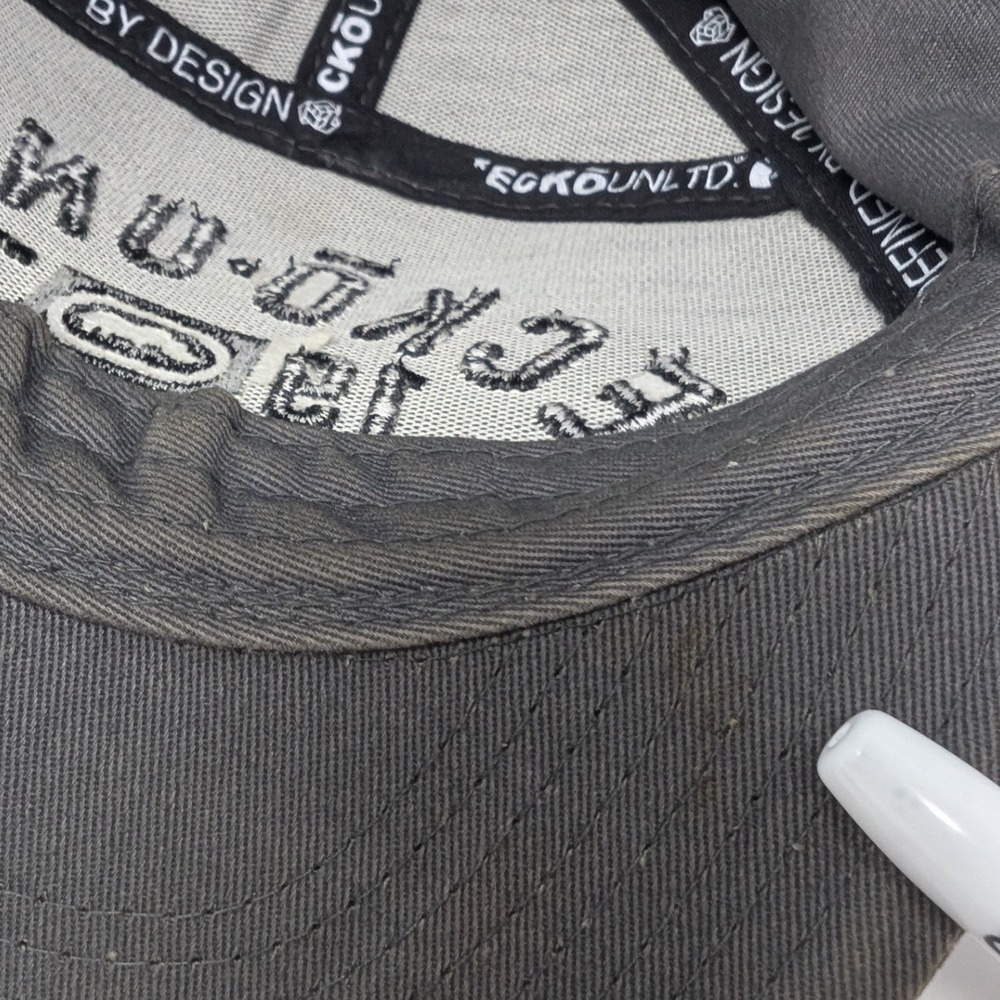 Ecko Unltd Gray Flat Brim Snapback Hat Y2K Vintage Rhino Logo 1972 - Picture 10 of 16